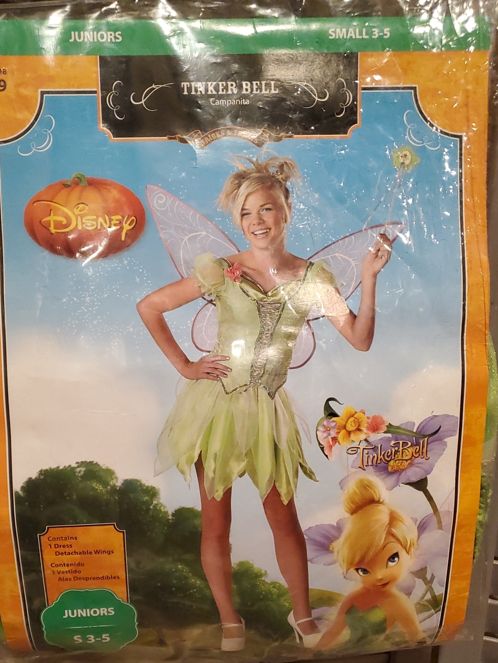 Disney Tinker Bell Light Green Fairy Costume Size Juniors Small 3 - 5 NWT